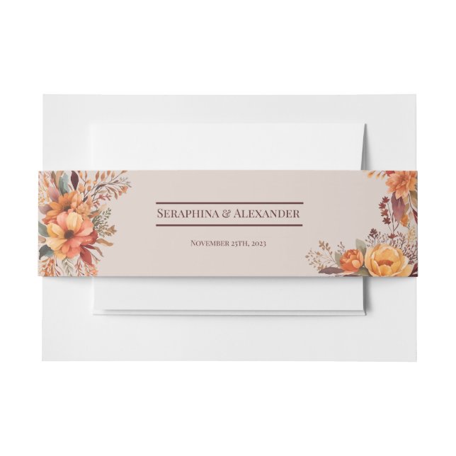 Bandeau De Faire-part Code QR de budget de florale d'automne de mariage  (Devant Example)