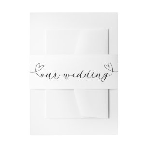 Bandeau De Faire-part Cœur Moderne Noir & Blanc Minimal "Notre Mariage"