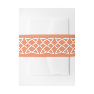 Bandeau De Faire-part Coeurs de tissage celtique dans Coral Invitation B