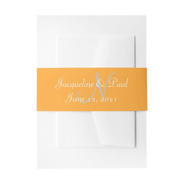 Bandeau De Faire-part Coeurs du coucher du soleil Monogramme orange (Devant example)