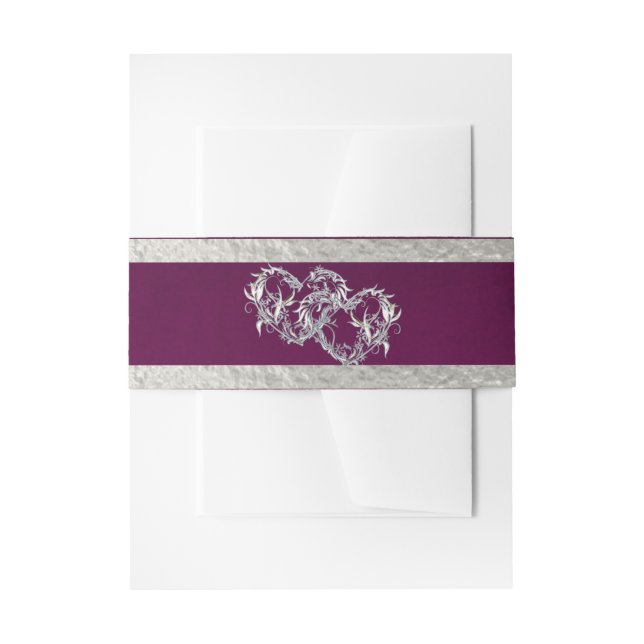 Bandeau De Faire-part Coeurs et ruban - Violet/Argent (Devant example)