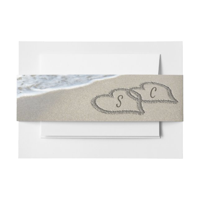 Bandeau De Faire-part Coeurs pittoresques dans le mariage de Sand Beach (Devant Example)