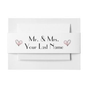 Bandeau De Faire-part Cœurs roses simples modernes Mr + Mrs