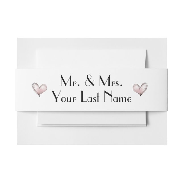 Bandeau De Faire-part Cœurs roses simples modernes Mr + Mrs  (Devant Example)