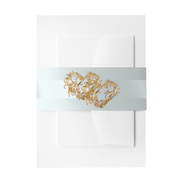 Bandeau De Faire-part Cœurs & Ruban - Argent/Or (Devant example)