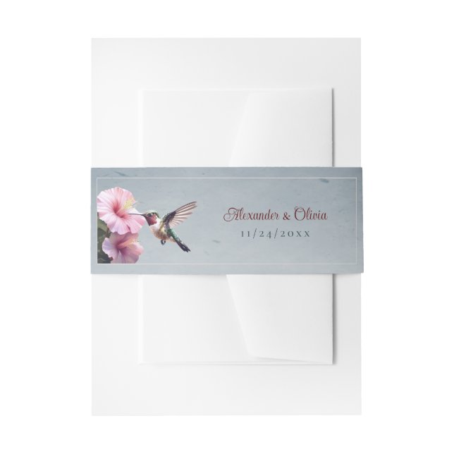 Bandeau De Faire-part Colibri et Mariage d'Hibiscus | Bleu (Devant example)