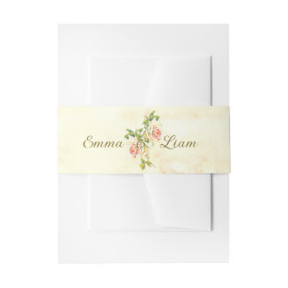 Bandeau De Faire-part Collection Antique Rose Invitation Belly Band 2