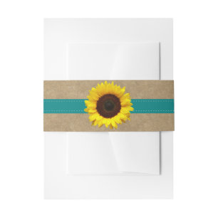Bandeau De Faire-part Collection Kraft, dentelle et tournesol - Turquois