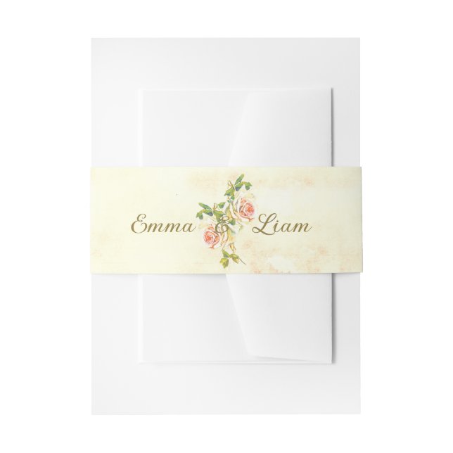 Bandeau De Faire-part Collection Rose antique Invitation Belly Band 2 (Devant example)