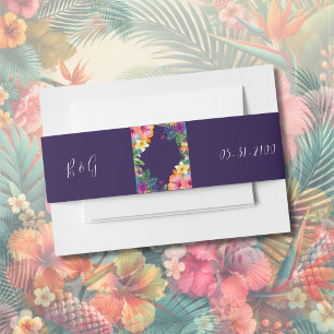 Bandeau De Faire-part Coloré hawaïen tropical Mariage