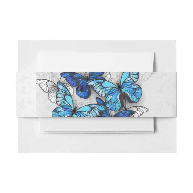 Bandeau De Faire-part Composition des papillons blancs et bleus (Devant Example)