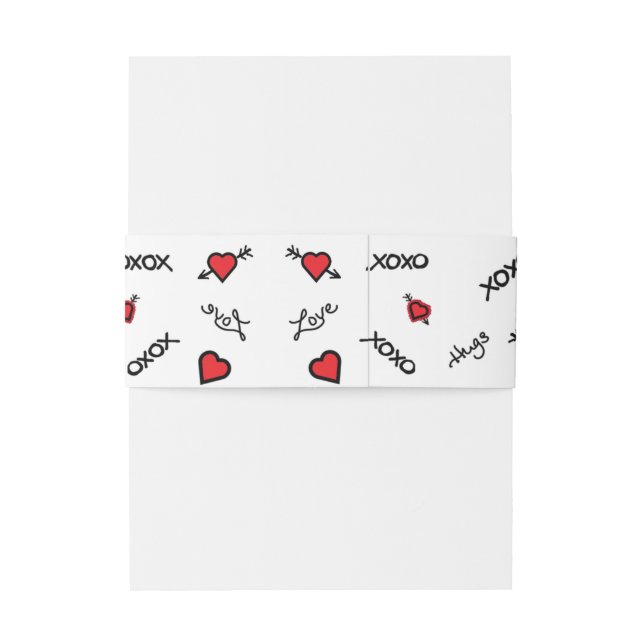 Bandeau De Faire-part Conception de baisers et d'amour XOXO (Dos Example)