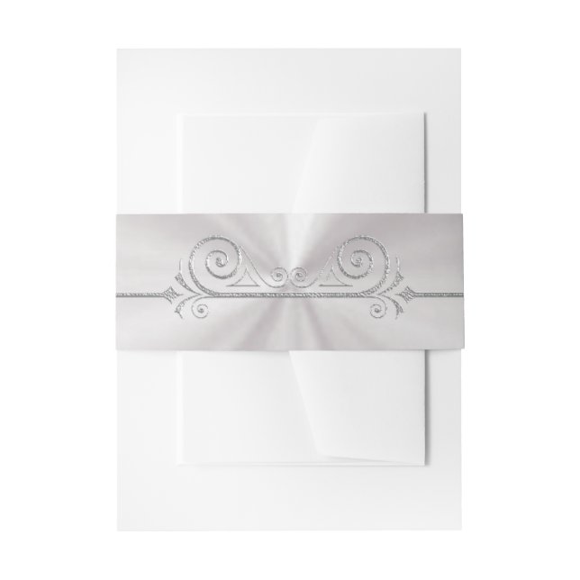 Bandeau De Faire-part Conception de rouleau d'argent sur perle blanche (Devant example)