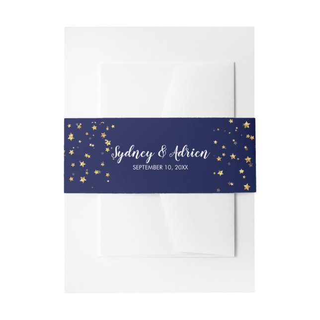 Bandeau De Faire-part Confetti d'or | Navy Faire-part de mariage Belly B (Devant example)