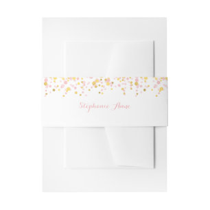 Bandeau De Faire-part Confetti rose et or communion