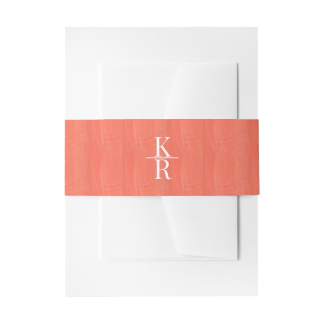 Bandeau De Faire-part corail double monogramme Mariage Bande de ventre (Devant example)