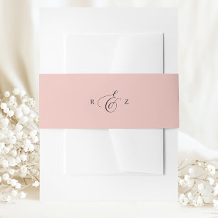 Bandeau De Faire-part Corail Doux Élégant Simple Monogramme Mariage