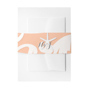 Bandeau De Faire-part Corail étoile de mer blanche orange élégant mariag