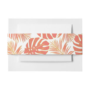 Bandeau De Faire-part Corail tropical, monstère or, palmier feuille mari