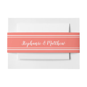 Bandeau De Faire-part Coral Blanc Simple Chic Élégant minimaliste Mariag