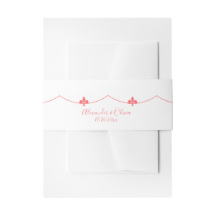 Bandeau De Faire-part Coral Fleur de Lis Invitation Bande Belly