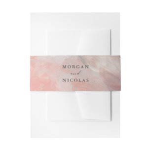 Bandeau De Faire-part Coral Grey Moderne Abstrait Brushstrokes Mariage