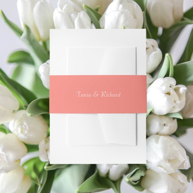 Bandeau De Faire-part Coral Simple Stylisé Nom Mariage (In Situ Wedding)