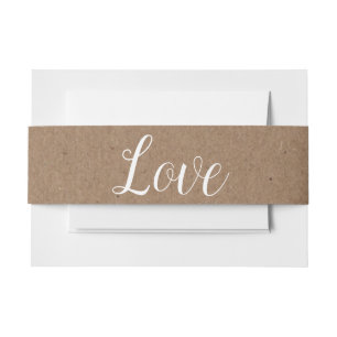 Bandeau De Faire-part Country Love Brown & White Kraft Rustic Mariage