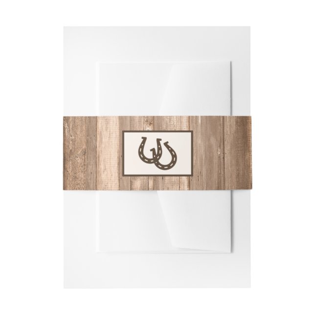 Bandeau De Faire-part Country Rustic Horseshoe & Brown Wood Mariage (Devant example)