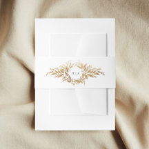 Couronne botanique dorée avec double monogramme de