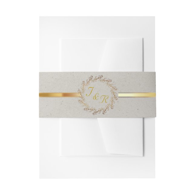 Bandeau De Faire-part Couronne monogramme et ruban - Beige (Devant example)