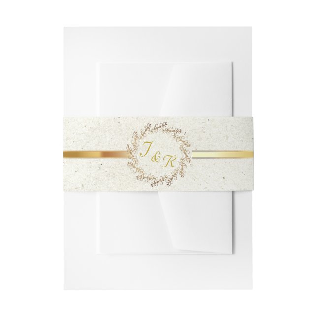 Bandeau De Faire-part Couronne monogramme et ruban - Crème (Devant example)