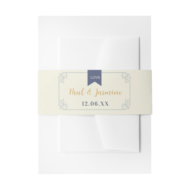 Bandeau De Faire-part Couvert de mariage en bibliothèque ruban crème (Devant example)