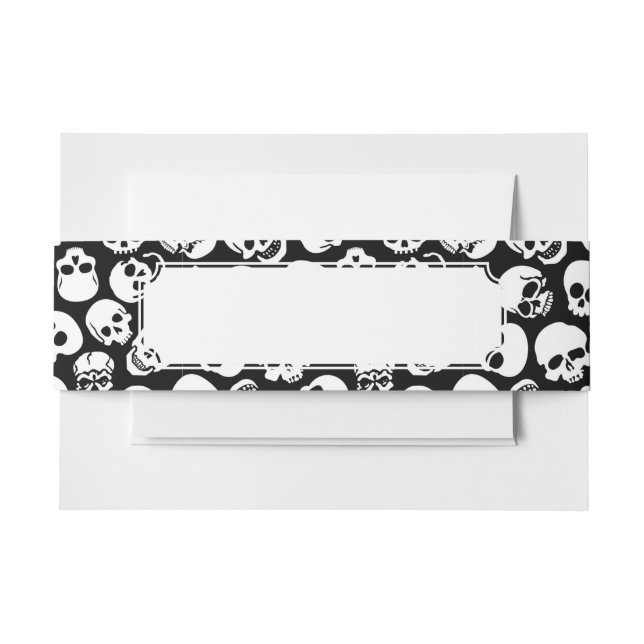 Bandeau De Faire-part Crânes dans le motif noir d'arrière - plan (Devant Example)