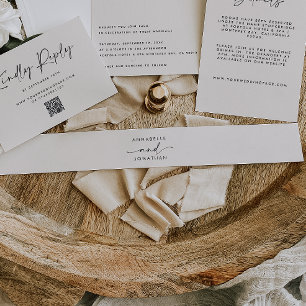 Bandeau De Faire-part crème moderne noir minimaliste mariage contemporai