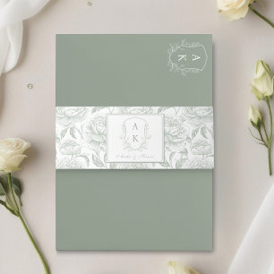 Bandeau De Faire-part Crest Monogram Sage Green Mariage