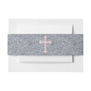 Bandeau De Faire-part Croix Perle Rose