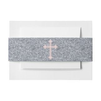 Bandeau De Faire-part Croix Perle Rose
