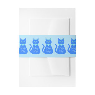 Bandeau De Faire-part Cute Blue Baby Boy Chat Baby shower personnalisé