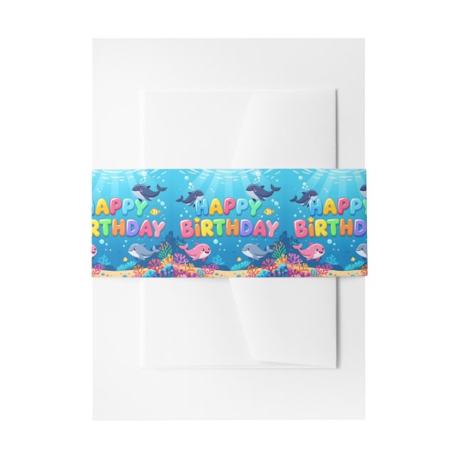 Bandeau De Faire-part Cute Happy Birthday nautical dolphin (Devant example)
