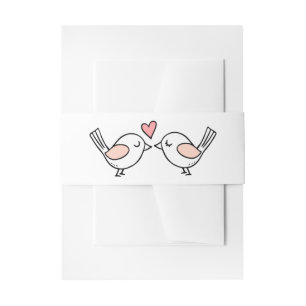 Bandeau De Faire-part Cute Lovebirds Nature Rose Blanc Lovebirds Mariage