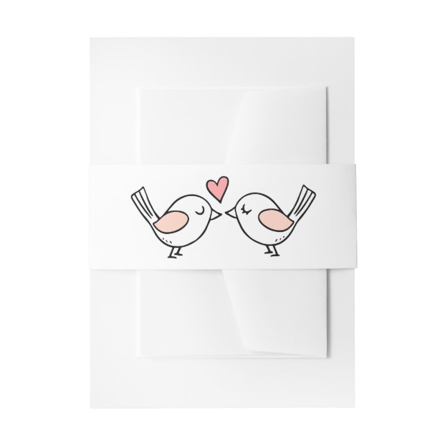 Bandeau De Faire-part Cute Lovebirds Nature Rose Blanc Lovebirds Mariage (Devant example)