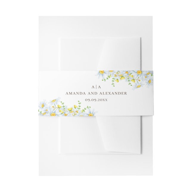 Bandeau De Faire-part Daisy. Fleurs aquarelles. monogramme mariage flora (Devant example)