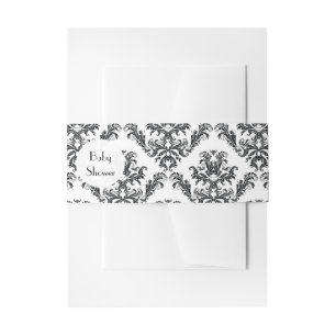 Bandeau De Faire-part Damask Pattern, Black and White, Baby Shower