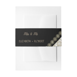 Bandeau De Faire-part Damassé noir élégant