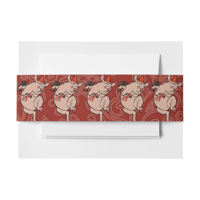 Bandeau De Faire-part Dancing Pig Antique Cute Danseuse (Devant Example)