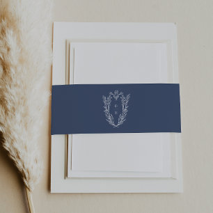 Bandeau De Faire-part DAPHNE Bleu foncé Simple Mariage botanique moderne