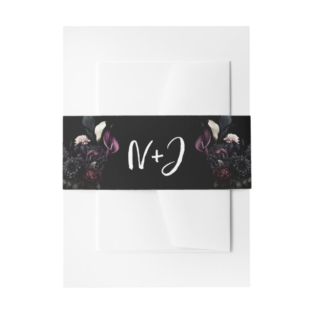 Bandeau De Faire-part Dark Moody Romantic Floral Mariage blanc (Devant example)