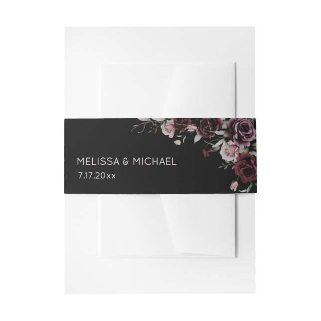 Bandeau De Faire-part Dark Watercolor Roses Wedding (Devant example)