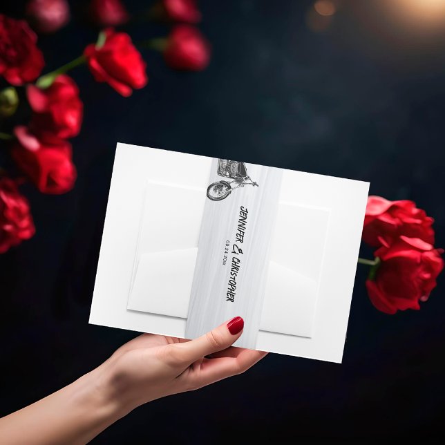 Bandeau De Faire-part Décontracté Motorcycle Biker Thème Moderne Mariage (Créateur téléchargé)